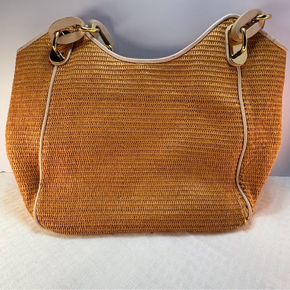 Michael Kors Tan Woven / leather Shoulder Bag with Gold Accents - Picture 8 of 15